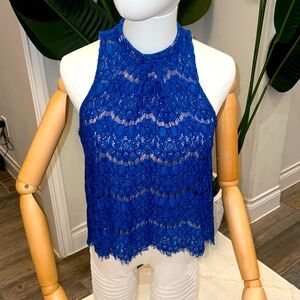 Blue Lace Racerback Sleeveless Top